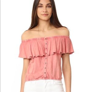 Free people love letter linen off the shoulder red top
